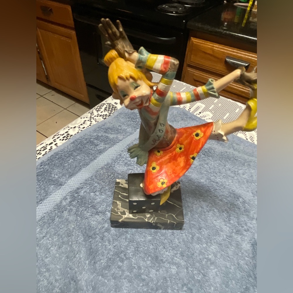 Vintage Genuine Carrara Resin Female Clown Made in Italy